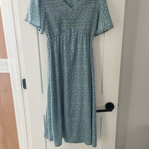 Polagram Teal Polka Dot Midi Dress